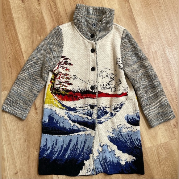 Anthropologie Ocean Funnel Neck Sweater Coat medium $380 boho bohemian - Picture 4 of 11